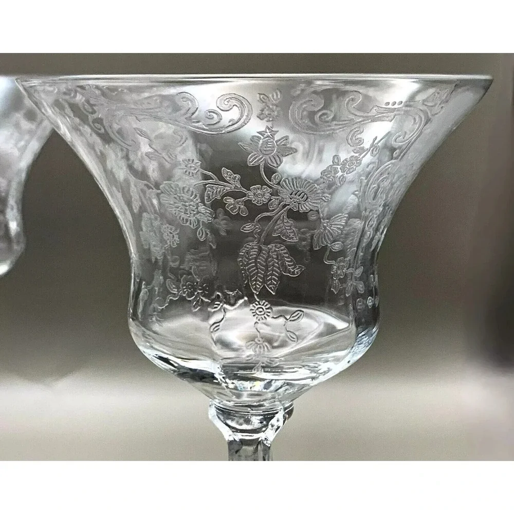 4 Cambridge Chantilly Etch Crystal Elegant Stemware Glasses 3625 Stems 5.75